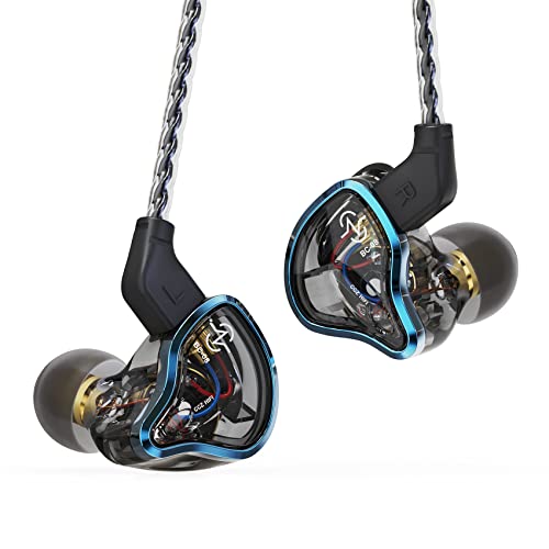 Yinyoo 3BA + 1DD Hybrid Drive In-Ear-Monitor, CCZ Warrior Strong Bass In-Ear-Kopfhörer, geräuschisolierende, kabelgebundene Ohrhörer, Geschenk für Sänger Musiker (blau, kein Mikrofon) von Yinyoo