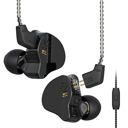 Yinyoo CCZ Melody In Ear HiFi-Kopfhörer 1DD 1BA Hybrid Noise Isolating In Ear Kabelgebundene Ohrhörer,Leicht,Tiefer Bass,Patentiertes Ohrstöpsel-Design mit 2-Pin-Kabel Headset (mit Mikrofon, Schwarz) von Yinyoo