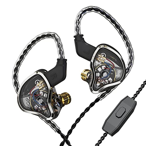 Yinyoo CCZ Warrior In-Ear-Kopfhörer, 3BA + 1DD HiFi Kopfhörer In-Ear-Monitor mit HD-Mikrofon, Geräuschunterdrückung, mit abnehmbarem 2-poligem Kabel (Silber, mit Mikrofon) von Yinyoo