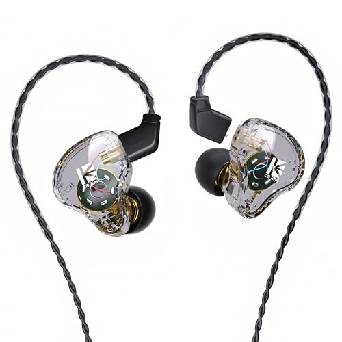 Yinyoo KBEAR KS1 Gaming Verdrahtete Ohrhörer Ausgezeichneter Bassklang mit Macht in Ohrmonitor, hochauflösender In-Ear-Kopfhörer-IEM-kompatibel mit Android-Telefon-PC, PS4, PS5, Xbox(mit MIC, Clear) von Yinyoo