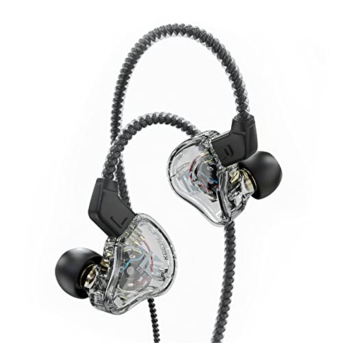 Yinyoo KBEAR KS1 Kopfhörer mit 1DD, KS1 kabelgebundenem In-Ear-Ohrhörer, HiFi, tiefer Bass-Sound mit 1DD, 10 mm dynamischem Treiber, Over-Ear-Headset mit abnehmbarem Kabel (transparent, mit Mikrofon) von Yinyoo