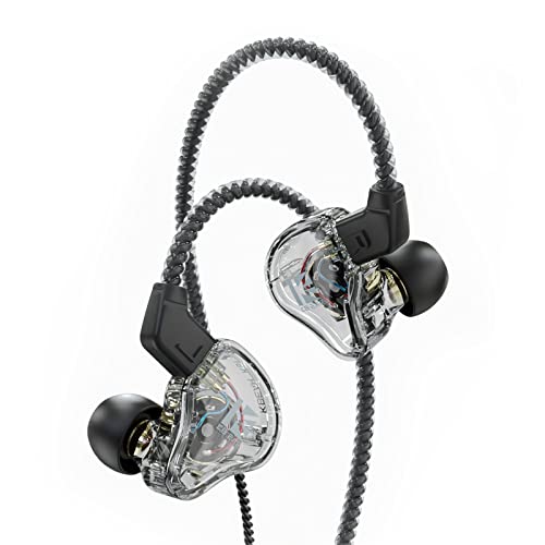 Yinyoo KBEAR KS1 Kopfhörer mit 1DD, KS1 kabelgebundener In-Ear-Ohrhörer, HiFi-Tiefer Bass-Sound mit 1DD, 10 mm dynamischer Treiber, Over-Ear-Headset mit abnehmbarem Kabel (transparent, ohne Mikrofon) von Yinyoo