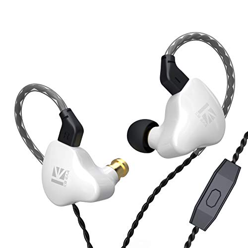Yinyoo KBEAR KS1 Stereo In-Ear Ohrhörer mit Mikrofon, Geräuschisolierung In-Ear-Kopfhörer mit 2Pin 3.5mm Kabel 1DD Deep Bass Ohrhörer für Handy Android Phone Tablet (mit Mikrofon, Weiß KS1) von Yinyoo
