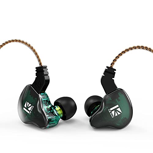 Yinyoo KBEAR KS2 In Ear Monitor,Stereo Bass Kopfhörer, HiFi Over Ear Earbud Headset Noise Cancelling Hybrid 1BA 1DD Kopfhörer mit abnehmbarem Kabel zum Laufen Gehen,Bühne (kein Mikrofon, Grün KS2) von Yinyoo