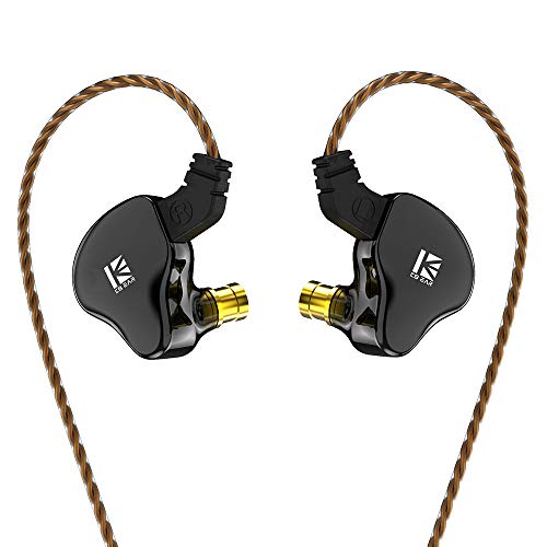 Yinyoo KBEAR KS2 Kopfhörer Stereo Bass in Ear Kopfhörer, HiFi Over Ear Ohrhörer Headset Noise Cancelling 1BA 1DD Hybrid IEM mit abnehmbarem Kabel zum Laufen Gehen (mit Mikrofon, Schwarz KS2) von Yinyoo