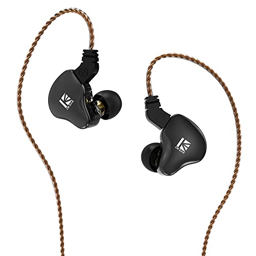 Yinyoo KBEAR KS2 Ohrhörer, Stereo Sound In Ear Kopfhörer, HiFi Over Ear Ohrhörer Headset Noise Cancelling Hybrid 1BA 1DD Ohrhörer mit abnehmbarem Kabel zum Laufen Gehen (kein Mikrofon, Schwarz KS2) von Yinyoo