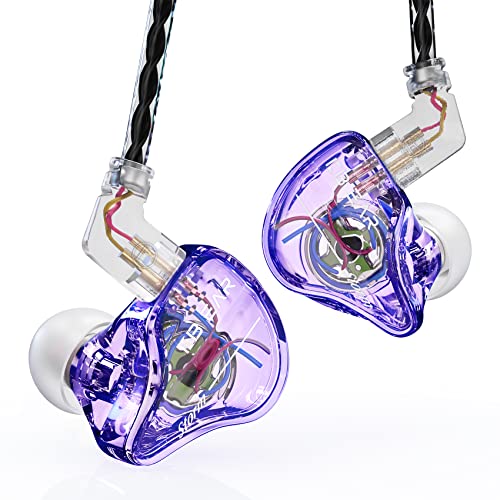 Yinyoo KBEAR Kopfhörer mit Kabel, Sturm-In-Ear-Monitor, Kopfhörer mit abnehmbarem Kabel, 3,5-mm-Stecker, Super-Bass, Geräuschisolierung für Smartphone (transparent, lila, kein Mikrofon) von Yinyoo