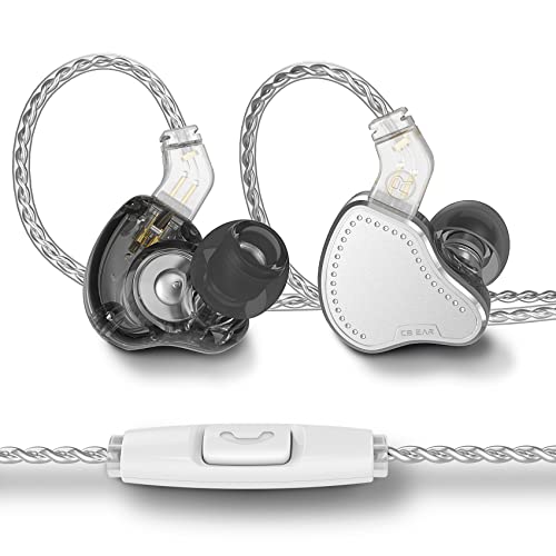 Yinyoo KBEAR Pecker Kabelgebundene Ohrhörer, Bequeme In-Ear-Kopfhörer mit Mikrofon ergonomische Spitzen, Geräuschunterdrückung mit abnehmbarem 3,5-mm-Kabel für Musik und Sport (Silber, mit Mikrofon) von Yinyoo