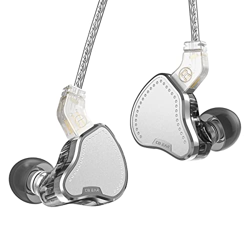 Yinyoo KBEAR Pecker Stereo-Kabelgebundene In-Ear-Monitor-Kopfhörer, 1DD+2BA Hybrid-HiFi-Kopfhörer, geräuschisolierende KBEAR-Kopfhörer mit abnehmbarem 2-poligem Kabel (Silber, ohne Mikrofon) von Yinyoo