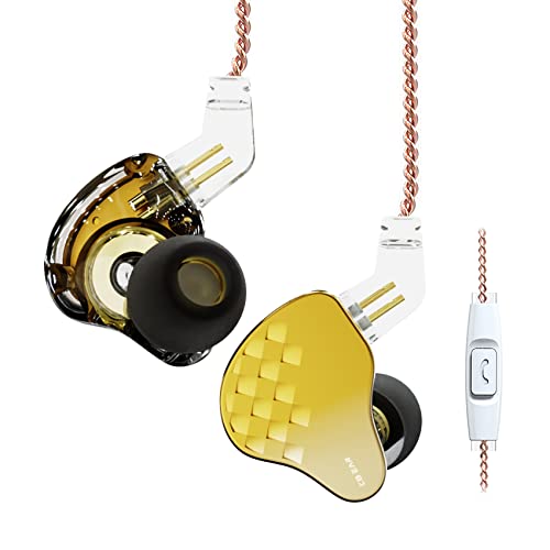 Yinyoo KBEAR Robin In-Ear-Kopfhörer, inear Monitore, 1DD+4BA Hybrid-Treiber, Stereo-Sound-Kopfhörer, HiFi-Kabel, Kopfhörer mit abnehmbarem Kabel, Geschenk für Musiker, Sänger (mit Mikrofon, Gold) von Yinyoo