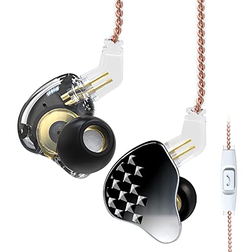 Yinyoo KBEAR Robin In-Ear-Kopfhörer mit HD-Mikrofon-Tastensteuerung, Geräuschisolierende 1DD 4BA Kabelgebundenes Ohrhörer mit Kopfhörertasche, 3 Paar Silikon-Ohrstöpsel (Schwarz, mit Mikrofon) von Yinyoo