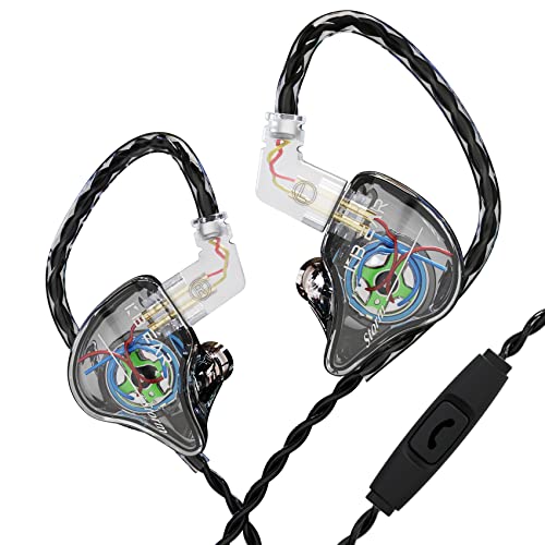 Yinyoo KBEAR Storm 10 mm magnetischer dynamischer Treiber, HiFi-In-Ear-Monitor-Kopfhörer, 2-poliges 4N-OFC versilbertes Kabel, Geräuschunterdrückung Ohrhörer (Schwarz, mit Mikrofon) von Yinyoo