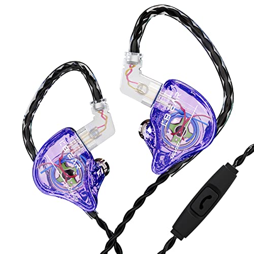 Yinyoo KBEAR Storm IEM Kopfhörer, In-Ear-Monitor-Kopfhörer, Audiophile Ohrhörer, kabelgebundener HiFi-Bass mit 1DD-Treiber für Musiker, Isolations-Kopfhörer für Sänger (lila, mit Mikrofon) von Yinyoo