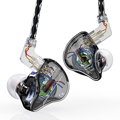 Yinyoo KBEAR Storm-Kopfhörer mit 1DD, Kbear kabelgebundene In-Ear-Ohrhörer, HiFi, tiefer Bass, klarer Klang, Over-Ear-Headset mit abnehmbarem Kabel (Schwarz, kein Mikrofon) von Yinyoo