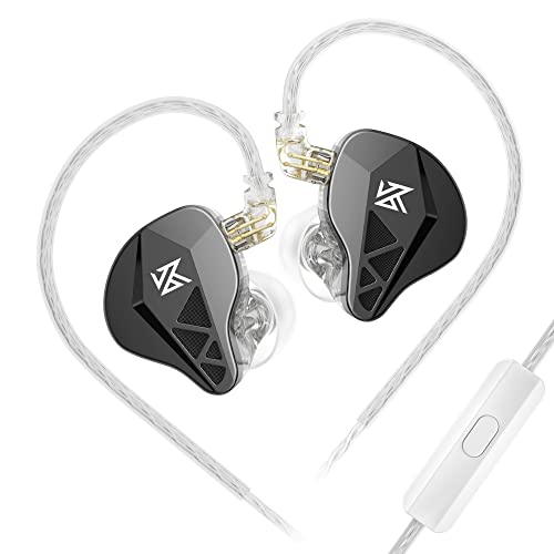 Yinyoo KZ EDXS IEM Kopfhörer mit hochauflösender Klangqualität, exquisite 3D-Metall-Frontplatte, In-Ear-Monitor-Kopfhörer mit Mikrofon für Sänger, Musiker, Audiophile (Schwarz, mit Mikrofon) von Yinyoo