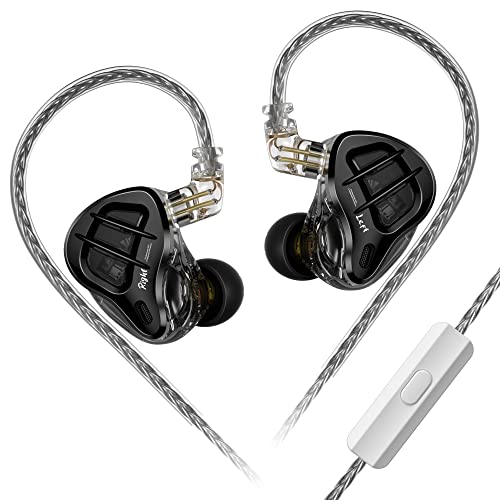 Yinyoo KZ ZAR 1DD+7BA In-Ear-Kopfhörer, 16 Laufwerkseinheiten, kabelgebundene Ohrhörer mit 8 Strängen, versilbertes, abnehmbares Kabel, einzigartiges Design, HiFi-In-Ear-Monitore für Musiker (schwarz, von Yinyoo