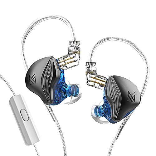 Yinyoo KZ ZEX IEM Kopfhörer, HiFi-In-Ear-Monitor mit 1 elektrostatischem Treiber und 1 dynamischem Treiber, abnehmbares Kabel, S/M/L Ohrstöpsel für Bühne, Musiker (blau, mit Mikrofon) von Yinyoo