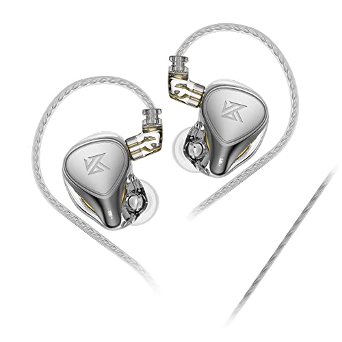 Yinyoo KZ ZEX PRO IEM Kopfhörer, HiFi IEM mit 1 elektrostatischen Treiber und 1 dynamischen Treiber, abnehmbares Kabel, S/M/L Ohrstöpsel für Musiker (ohne Mikrofon, ZEX PRO (Silber)) von Yinyoo