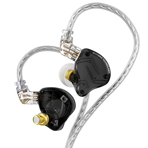 Yinyoo KZ ZS10 PRO X In-Ear-Kopfhörer, ZS10 PRO X Upgraded 4BA + 1DD Hybrid-Treiber, HiFi-Ohrhörer, kabelgebundene Kopfhörer mit 0,75 mm 2-poligem Kabel(x schwarz, kein Mikrofon) von Yinyoo