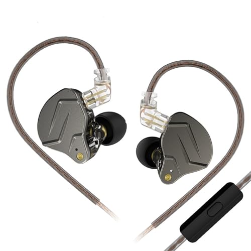 Yinyoo KZ ZSN Pro HiFi-In-Ear-Ohrhörer HiFi-Stereo-Bass-Sound, IEM-Kopfhörer, Geräuschunterdrückung, Kopfhörer mit Mikrofon, 0,75 mm, 2-pin (graues Mikrofon) von Yinyoo