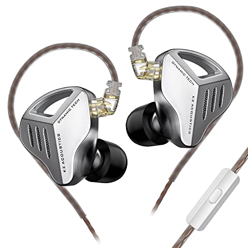 Yinyoo KZ ZVX 10 mm Dual Cavity Super Linear Dynamic Driver HiFi In-Ear-Kopfhörer, KZ Neu verdrahtete Ohrhörer mit abnehmbarem 2-Pin OFC Kabel für Audiophile Musiker (Silber, mit Mikrofon) von Yinyoo