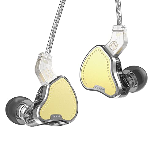 Yinyoo Kbear KB2208 Kabelgebundene Kopfhörer, In-Ear-Monitor-Kopfhörer, leichte Ohrhörer mit 2-poligen abnehmbaren Kabeln, HiFi-Tiefer Bass-Sound für Musik, Spiele, Sport (Gold, ohne Mikrofon) von Yinyoo