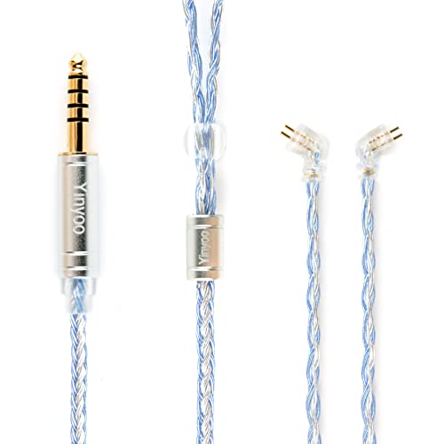 Yinyoo Ohrhörer-Upgrade-Kabel, 2-poliger versilberter Draht, 16-adrig, Kopfhörer-Ersatzkabel, Hi-Fi-Audio-Kopfhörerkabel, KS1/KS2/LARK/Rotkehlchen/Kaffeebohnen/Smaragd/Melodie usw von Yinyoo