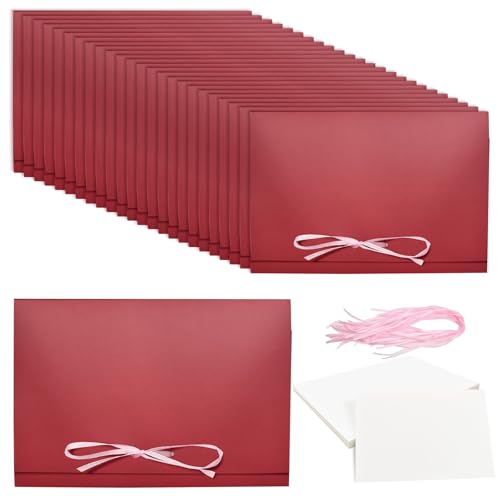 Yiomxhi 25 Stück Briefumschläge mit Blanko Karten und Schleife Verschluss, Umschläge aus Papier, Briefkuvert Vintage Kuvert für Hochzeit Einladung Dankeskarten Grußkarten, Rot Yiomxhi 25 Stück Briefumschläge mit Blanko Karten und Schleife Verschluss, Umschläge aus Papier, Briefkuvert Vintage Kuvert für Hochzeit Einladung Dankeskarten Grußkarten, Rot von Yiomxhi