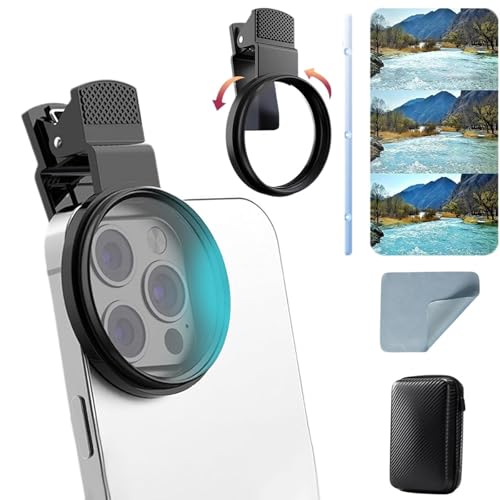 Clip-0n CPL-Filter-Set für Handykameras, 52 mm, eliminiert Blendung und Farbverstärkung für iPhone/Samsung, tragbarer Polarisationsfilter für Handy, für Reisen, Hochzeiten, Vlogger und Clip-0n CPL-Filter-Set für Handykameras, 52 mm, eliminiert Blendung und Farbverstärkung für iPhone/Samsung, tragbarer Polarisationsfilter für Handy, für Reisen, Hochzeiten, Vlogger und von YipuVR