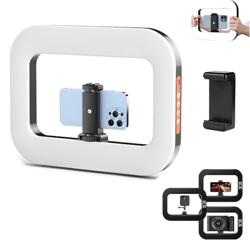 YipuVR Wiederaufladbares Selfie-Ringlicht, tragbares LED-Ringlicht für Telefon, 3 verstellbare zweifarbige Clip-on-Handy-Licht für Outdoor-Videoaufnahmen, Fotografie, Make-up, Vlogs und Live-Streaming von YipuVR