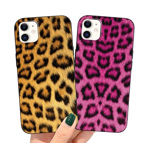 Yirlbey 2 Stück Handyhülle für iPhone 11 Hülle, Aesthetic Leopard Muster Design Frauen Mädchen Cover, Dünn Silikon Schlanke Case Flexible Stoßfest Kratzfest Schutzhülle für iPhone11 6,1", Farben von Yirlbey