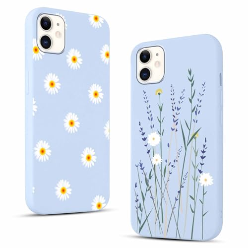 Yirlbey 2 Stück für iPhone 11 6,1 Zoll Hülle Blumen Handyhülle Aesthetic Gänseblümchen Muster Design Motiv, Weiche Flexibel Bunt Silikon Anti-Kratzer TPU Bumper Ultra Dünn Schutzhülle Mädchen Case von Yirlbey