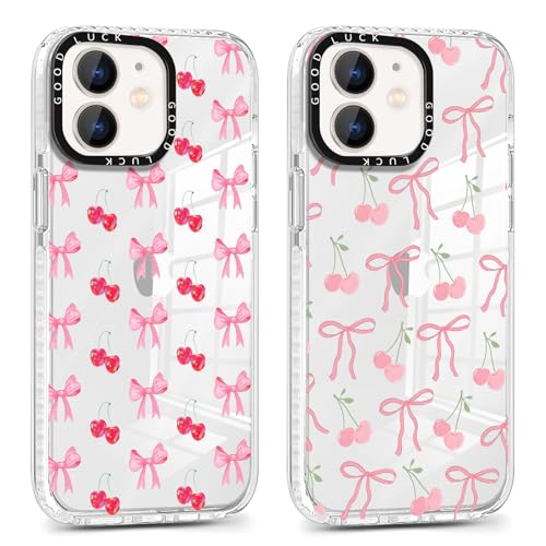 Yirlbey 2 Stück für iPhone 12 Mini 5,4 Zoll Hülle, Transparent Handyhülle mit Schleifen Fliege und Kirsche Aesthetic Muster Design Mädchen Frauen Clear Case, Durchsichtig Dünn TPU Stoßfest Cover Yirlbey 2 Stück für iPhone 12 Mini 5,4 Zoll Hülle, Transparent Handyhülle mit Schleifen Fliege und Kirsche Aesthetic Muster Design Mädchen Frauen Clear Case, Durchsichtig Dünn TPU Stoßfest Cover von Yirlbey