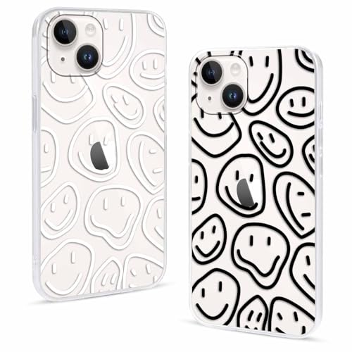 Yirlbey 2 Stück für iPhone 14 / iPhone 13 6,1" Hülle Lächelnd Durchsichtig Handyhülle Aesthetic Muster Design Motiv, Weiche Flexibel Anti-Kratzer TPU Bumper Dünn Schutzhülle Mädchen Transparent Case Yirlbey 2 Stück für iPhone 14 / iPhone 13 6,1" Hülle Lächelnd Durchsichtig Handyhülle Aesthetic Muster Design Motiv, Weiche Flexibel Anti-Kratzer TPU Bumper Dünn Schutzhülle Mädchen Transparent Case von Yirlbey