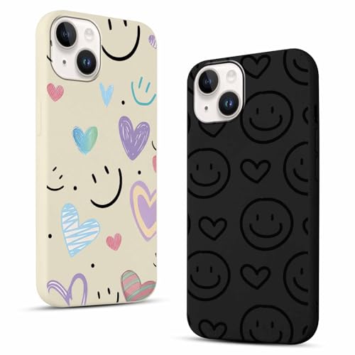 Yirlbey 2 Stück für iPhone 14 / iPhone 13 6,1 Zoll Hülle Lächeln und Herz Handyhülle Aesthetic Muster Design, Weiche Flexibel Bunt Silikon Anti-Kratzer TPU Bumper Ultra Dünn Schutzhülle Mädchen Case Yirlbey 2 Stück für iPhone 14 / iPhone 13 6,1 Zoll Hülle Lächeln und Herz Handyhülle Aesthetic Muster Design, Weiche Flexibel Bunt Silikon Anti-Kratzer TPU Bumper Ultra Dünn Schutzhülle Mädchen Case von Yirlbey