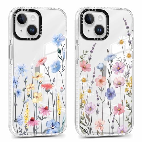 Yirlbey 2 Stück für iPhone 15 6,1 Zoll Hülle, Transparent Handyhülle mit Blumen Blumengarten Aesthetic Muster Design Mädchen Frauen Clear Case, Durchsichtig Dünn TPU Stoßfest Cover Yirlbey 2 Stück für iPhone 15 6,1 Zoll Hülle, Transparent Handyhülle mit Blumen Blumengarten Aesthetic Muster Design Mädchen Frauen Clear Case, Durchsichtig Dünn TPU Stoßfest Cover von Yirlbey