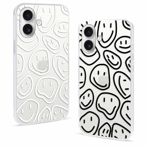 Yirlbey 2 Stück für iPhone 16 6,1" Hülle Lächelnd Durchsichtig Handyhülle Aesthetic Muster Design Motiv, Weiche Flexibel Anti-Kratzer TPU Bumper Ultra Dünn Schutzhülle Mädchen Transparent Case Yirlbey 2 Stück für iPhone 16 6,1" Hülle Lächelnd Durchsichtig Handyhülle Aesthetic Muster Design Motiv, Weiche Flexibel Anti-Kratzer TPU Bumper Ultra Dünn Schutzhülle Mädchen Transparent Case von Yirlbey