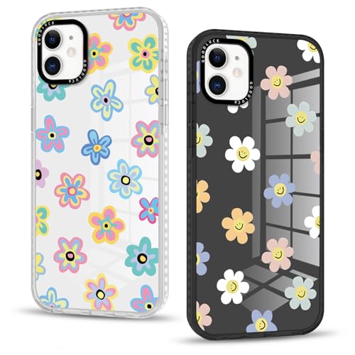 Yirlbey 2 Transparent Stück Handyhülle für iPhone 11 Hülle, Aesthetic Buntes Blumen Muster Frauen Mädchen Design Cover, Durchsichtig Silikon Case Stoßfest Schutzhülle für iPhone11 6,1", Gerbera von Yirlbey