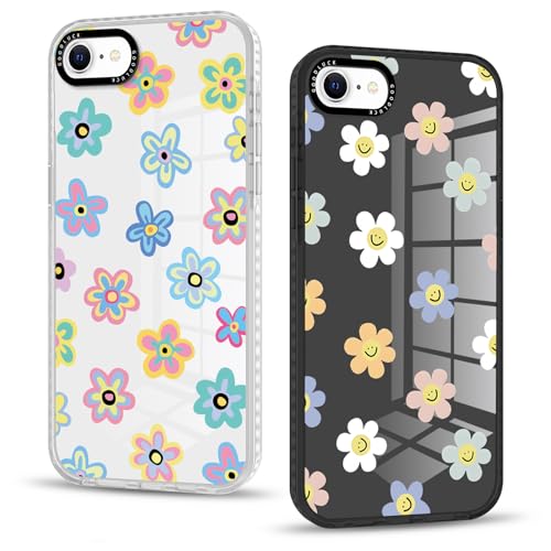 Yirlbey 2 Transparent Stück Handyhülle für iPhone 7/8/SE2020/SE2022 Hülle, Aesthetic Buntes Blumen Muster Frauen Mädchen Design Cover, Durchsichtig Silikon Case Schutzhülle für iPhone SE 4,7", Gerbera Yirlbey 2 Transparent Stück Handyhülle für iPhone 7/8/SE2020/SE2022 Hülle, Aesthetic Buntes Blumen Muster Frauen Mädchen Design Cover, Durchsichtig Silikon Case Schutzhülle für iPhone SE 4,7", Gerbera von Yirlbey