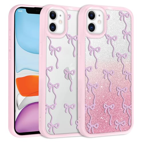 Yirlbey Handyhülle für iPhone 11 6,1" Hülle mit 1 x Glitter Karton, Aesthetic Schleife Muster Case Weich Transparent PC Dünn Farbe TPU Bumper Stoßfeste Schutzhülle für Mädchen, Rosa Fliege Yirlbey Handyhülle für iPhone 11 6,1" Hülle mit 1 x Glitter Karton, Aesthetic Schleife Muster Case Weich Transparent PC Dünn Farbe TPU Bumper Stoßfeste Schutzhülle für Mädchen, Rosa Fliege von Yirlbey