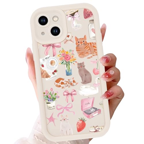 Yirlbey Handyhülle für iPhone 14 Hülle, Aesthetic Schleifen Blumen Muster Katze Design Mädchen Frauen Schutzhülle, Weich Silikon Stoßfest Cover Erhöhte Displayränder Case für iPhone14 6,1",Bow Yirlbey Handyhülle für iPhone 14 Hülle, Aesthetic Schleifen Blumen Muster Katze Design Mädchen Frauen Schutzhülle, Weich Silikon Stoßfest Cover Erhöhte Displayränder Case für iPhone14 6,1",Bow von Yirlbey