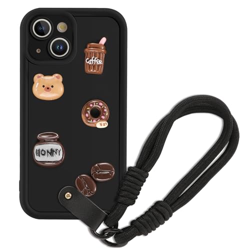 Yirlbey Handykette Handyhülle für iPhone 13 Hülle mit Armband 6,1", Aesthetic Bear Süßwaren Muster Desserts Motiv mit Kordel zum Umhängen Cover, Schnur Schutzhülle Silikon Case für iPhone13,Kaffee Yirlbey Handykette Handyhülle für iPhone 13 Hülle mit Armband 6,1", Aesthetic Bear Süßwaren Muster Desserts Motiv mit Kordel zum Umhängen Cover, Schnur Schutzhülle Silikon Case für iPhone13,Kaffee von Yirlbey