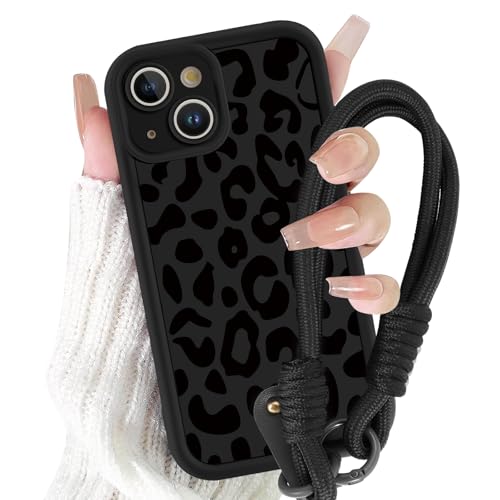 Yirlbey Handykette Handyhülle für iPhone 13 Hülle mit Armband 6,1", Schnur Schutzhülle mit Aesthetic Leopard Muster mit Kordel zum Umhängen Cover, Stoßfest Silikon TPU Case für iPhone13, Schwarz Yirlbey Handykette Handyhülle für iPhone 13 Hülle mit Armband 6,1", Schnur Schutzhülle mit Aesthetic Leopard Muster mit Kordel zum Umhängen Cover, Stoßfest Silikon TPU Case für iPhone13, Schwarz von Yirlbey