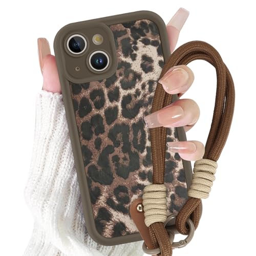 Yirlbey Handykette Handyhülle für iPhone 13 Mini Hülle mit Armband 5,4", Schnur Schutzhülle mit Aesthetic Leopard Muster mit Kordel zum Umhängen Cover, Silikon Case für iPhone 13 Mini, Braun 3 Yirlbey Handykette Handyhülle für iPhone 13 Mini Hülle mit Armband 5,4", Schnur Schutzhülle mit Aesthetic Leopard Muster mit Kordel zum Umhängen Cover, Silikon Case für iPhone 13 Mini, Braun 3 von Yirlbey