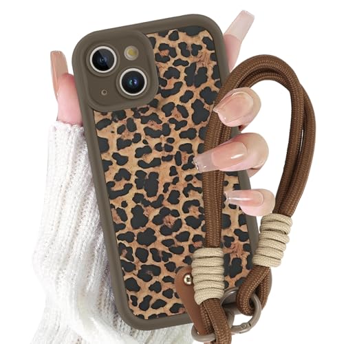 Yirlbey Handykette Handyhülle für iPhone 15 Plus Hülle mit Armband 6,7", Schnur Schutzhülle mit Aesthetic Leopard Muster mit Kordel zum Umhängen Cover, Stoßfest Silikon Case für iPhone15 Plus, Braun 1 Yirlbey Handykette Handyhülle für iPhone 15 Plus Hülle mit Armband 6,7", Schnur Schutzhülle mit Aesthetic Leopard Muster mit Kordel zum Umhängen Cover, Stoßfest Silikon Case für iPhone15 Plus, Braun 1 von Yirlbey