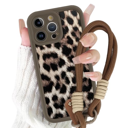 Yirlbey Handykette Handyhülle für iPhone 15 Pro Hülle mit Armband 6,1", Schnur Schutzhülle mit Aesthetic Leopard Muster mit Kordel zum Umhängen Cover, Stoßfest Silikon Case für iPhone 15Pro, Braun 2 Yirlbey Handykette Handyhülle für iPhone 15 Pro Hülle mit Armband 6,1", Schnur Schutzhülle mit Aesthetic Leopard Muster mit Kordel zum Umhängen Cover, Stoßfest Silikon Case für iPhone 15Pro, Braun 2 von Yirlbey
