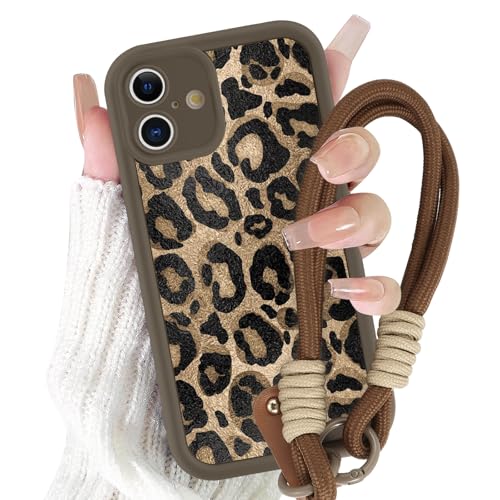 Yirlbey Handykette Handyhülle für iPhone 16 Hülle mit Armband 6,1", Schnur Schutzhülle mit Aesthetic Leopard Muster mit Kordel zum Umhängen Cover, Stoßfest Silikon TPU Case für iPhone16, Braun Yirlbey Handykette Handyhülle für iPhone 16 Hülle mit Armband 6,1", Schnur Schutzhülle mit Aesthetic Leopard Muster mit Kordel zum Umhängen Cover, Stoßfest Silikon TPU Case für iPhone16, Braun von Yirlbey