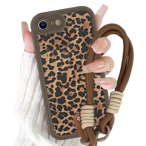 Yirlbey Handykette Handyhülle für iPhone 16e/SE 4/SE 2025 Hülle mit Armband 6,1", Schnur Schutzhülle mit Aesthetic Leopard Muster mit Kordel zum Umhängen Cover, Silikon Case für iPhone SE 4, Braun 1 Yirlbey Handykette Handyhülle für iPhone 16e/SE 4/SE 2025 Hülle mit Armband 6,1", Schnur Schutzhülle mit Aesthetic Leopard Muster mit Kordel zum Umhängen Cover, Silikon Case für iPhone SE 4, Braun 1 von Yirlbey