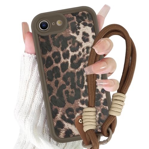 Yirlbey Handykette Handyhülle für iPhone 16e/SE 4/SE 2025 Hülle mit Armband 6,1", Schnur Schutzhülle mit Aesthetic Leopard Muster mit Kordel zum Umhängen Cover, Silikon Case für iPhone SE 4, Braun 3 Yirlbey Handykette Handyhülle für iPhone 16e/SE 4/SE 2025 Hülle mit Armband 6,1", Schnur Schutzhülle mit Aesthetic Leopard Muster mit Kordel zum Umhängen Cover, Silikon Case für iPhone SE 4, Braun 3 von Yirlbey