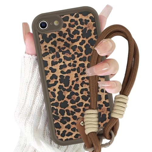 Yirlbey Handykette Handyhülle für iPhone 7/8/SE2020/SE2022 Hülle mit Armband 4,7", Schnur Schutzhülle mit Aesthetic Leopard Muster mit Kordel zum Umhängen Cover, Silikon Case für iPhone SE, Braun 1 Yirlbey Handykette Handyhülle für iPhone 7/8/SE2020/SE2022 Hülle mit Armband 4,7", Schnur Schutzhülle mit Aesthetic Leopard Muster mit Kordel zum Umhängen Cover, Silikon Case für iPhone SE, Braun 1 von Yirlbey